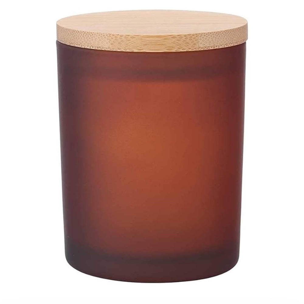 2 - Teensery 8 oz Matte Glass Jar with Bamboo Lid Suitable for Candle Making NEW